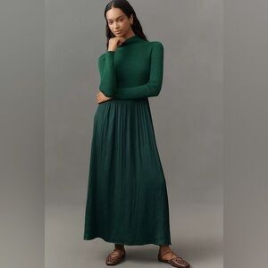 ‼️RARE‼️ANTHROPOLOGIE🎸🔥NWT🔥Thea Long-Sleeve Twofer Maxi Dress—XXS